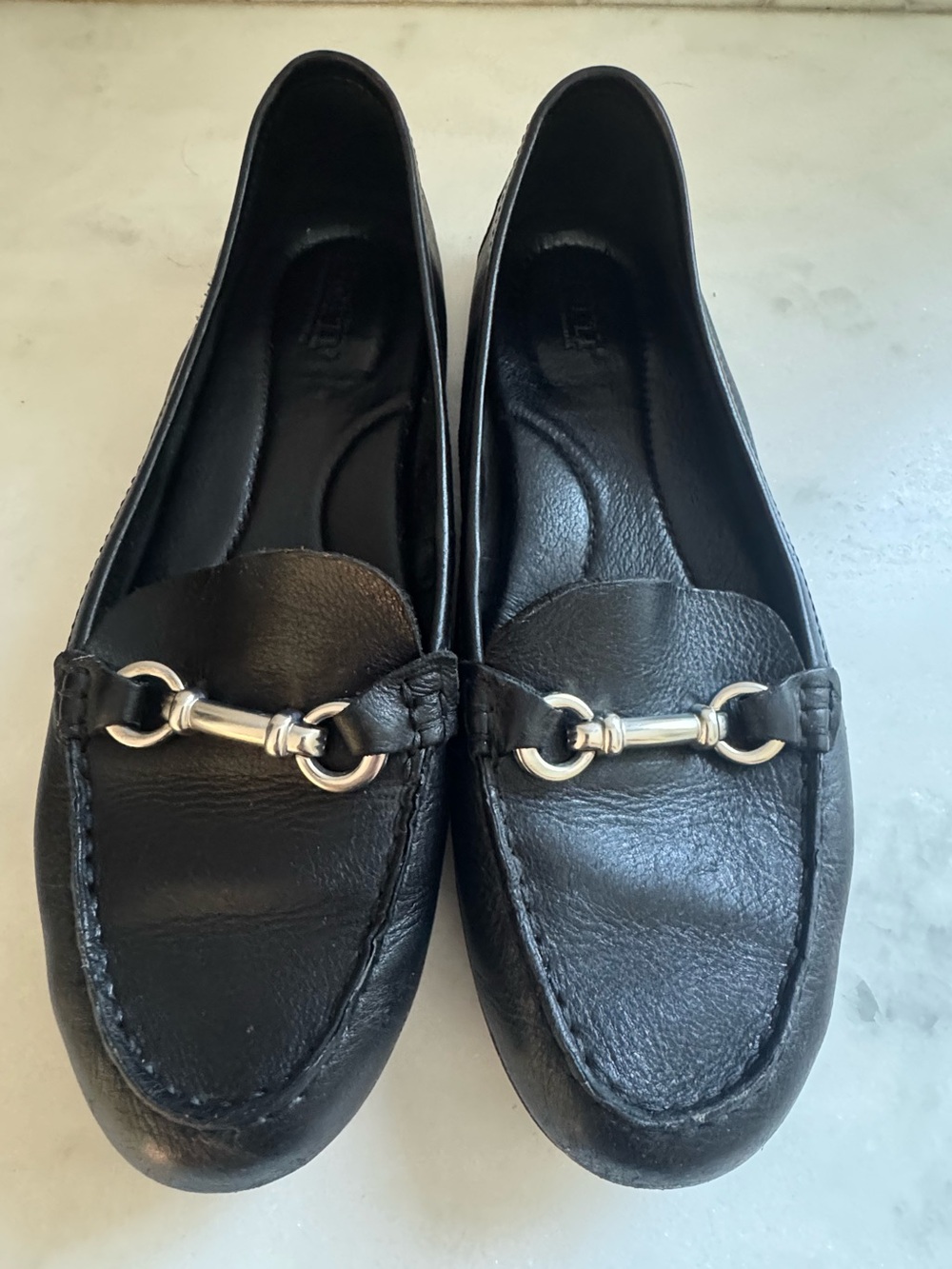 Born Black Leather Loafers with Silver Accent Womens 9
